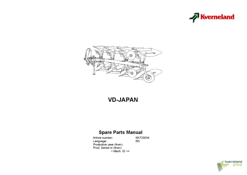 Kverneland VD-JAPAN Ploughs Reversible Mounted Parts Manual Catalog Pdf Download
