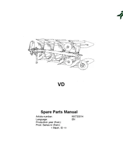 Kverneland VD Ploughs Reversible Mounted -2005 Parts Manual Catalog Pdf Download