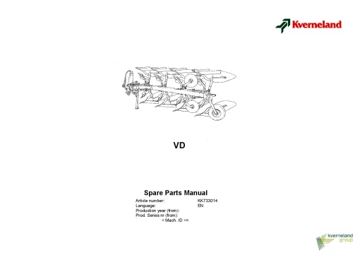 Kverneland VD Ploughs Reversible Mounted -2005 Parts Manual Catalog Pdf Download