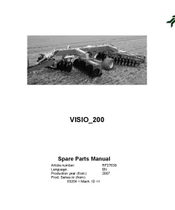 Kverneland VISIO 200 Disc Harrows 2007 Parts Manual Catalog Pdf Download