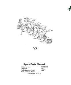 Kverneland VX Ploughs Reversible Mounted 2007 Parts Manual Catalog Pdf Download