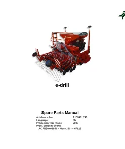 Kverneland e-drill Pro seed Drill 2017 Parts Manual Catalog Pdf Download