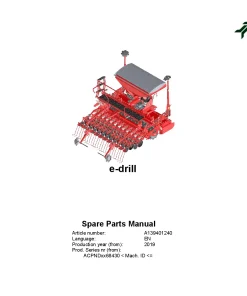 Kverneland e-drill Pro seed Drill 2019 Parts Manual Catalog Pdf Download