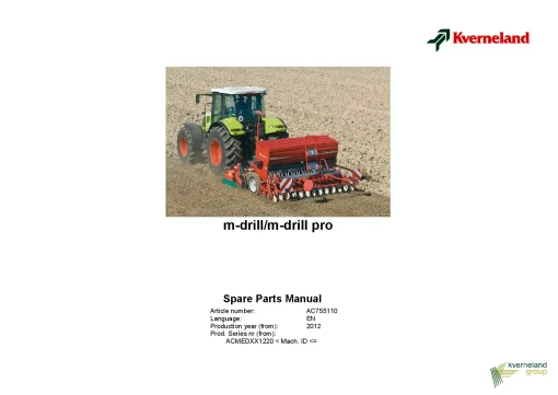 Kverneland m-Drill (PRO) Seed drills Mounted-trailed 2012 Parts Manual Catalog Pdf Download