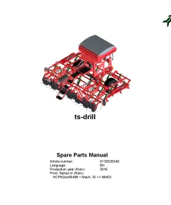 Kverneland ts-drill Seeding combination Integrated 2016 Parts Manual Catalog Pdf Download