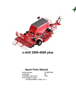 Kverneland u-drill 3000 -4000 Plus Seeding combination Integrated 2015 Parts Manual Catalog Pdf Download