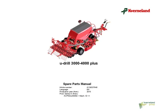 Kverneland u-drill 3000 -4000 Plus Seeding combination Integrated 2015 Parts Manual Catalog Pdf Download