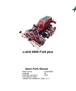 Kverneland u-drill 4000F Fold Plus Seeding combination Integrated 2018 Parts Manual Catalog Pdf Download