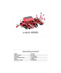 Kverneland u-drill 4000F Seeding combination Integrated 2018 Operation Maintenance Manual PDF download