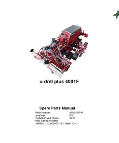 Kverneland u-drill 4001F Plus Seeding combination Integrated 2019 Parts Manual Catalog Pdf Download