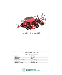 Kverneland u-drill 4001F Plus Seeding combination Integrated 2021 Operation Maintenance Manual PDF download