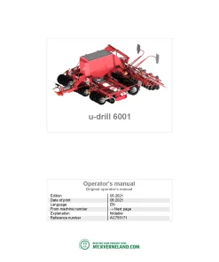 Kverneland u-drill 6001 Seeding combination Integrated 2021 Operation Maintenance Manual PDF download