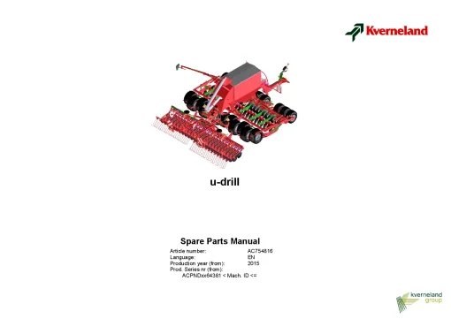 Kverneland u-drill Seeding combination Integrated 2015 Parts Manual Catalog Pdf Download
