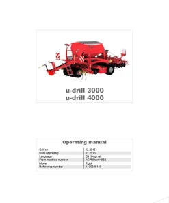 Kverneland u-drill plus 3000-4000 Seeding combination Integrated 2015 EN Operation Maintenance Manual PDF download