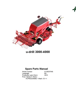 Kverneland u-drill plus 3000-4000 Seeding combination Integrated 2015 Parts Manual Catalog Pdf Download