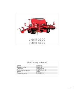 Kverneland u-drill plus 3000-4000 Seeding combination Integrated 2016 EN Operation Maintenance Manual PDF download