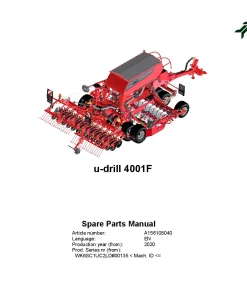 Kverneland u-drill plus 4001F Seeding combination Integrated 2020 Parts Manual Catalog Pdf Download