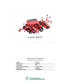 Kverneland u-drill plus 4001F Seeding combination Integrated 2021 Operation Maintenance Manual PDF download