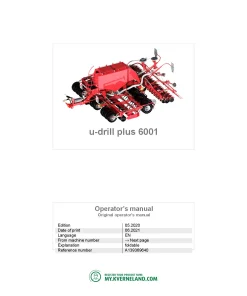 Kverneland u-drill plus 6001 Seeding combination Integrated 2021 Operation Maintenance Manual PDF download