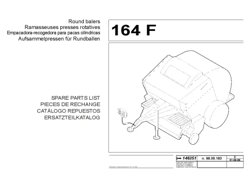 Massey Ferguson MF 164F Round Balers Fixed chamber Parts Manual Catalog Pdf Download