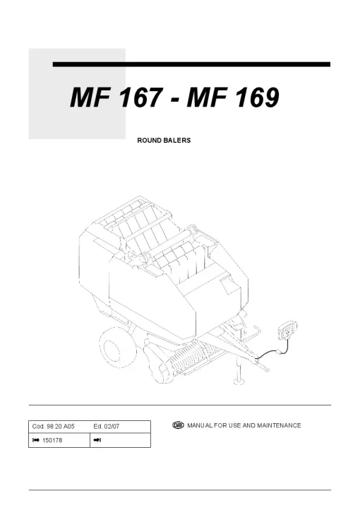 Massey Ferguson MF 167 MF 169 Round Balers Variable chamber Operation Maintenance Manual PDF download