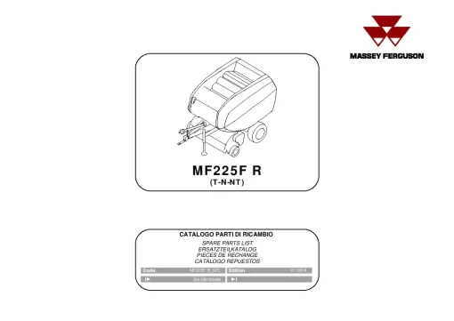 Massey Ferguson MF 225F R Round Balers Fixed chamber 2014 Parts Manual Catalog Pdf Download