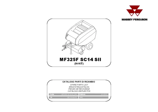 Massey Ferguson MF 325F SC14 SII Round Balers Fixed chamber 2015 Parts Manual Catalog Pdf Download