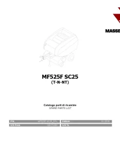Massey Ferguson MF 525F SC25 Round Balers Fixed chamber 2018 Parts Manual Catalog Pdf Download