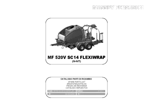 Massey Ferguson MF520F SC14 Flexiwrap Baler-wraper Round Variable chamber 2013 Parts Manual Catalog Pdf Download