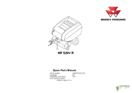 Massey Ferguson MF520V R Round Balers Variable chambers 2011 Parts Manual Catalog Pdf Download