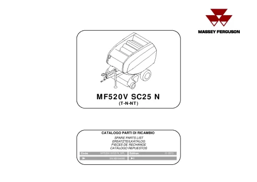 Massey Ferguson MF520V SC25 N Round Balers Variable chambers 2013 Parts Manual Catalog Pdf Download