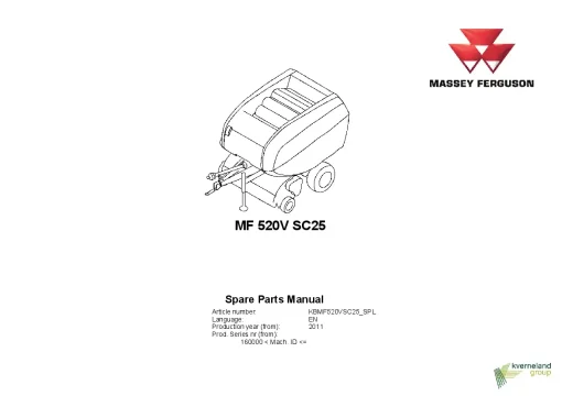 Massey Ferguson MF520V SC25 Round Balers Variable chambers 2011 Parts Manual Catalog Pdf Download