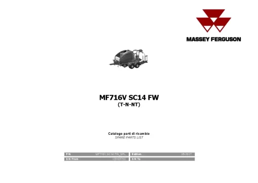 Massey Ferguson MF716V SC14 Flexiwrap Baler-wraper Round Variable chamber 2017 Parts Manual Catalog Pdf Download