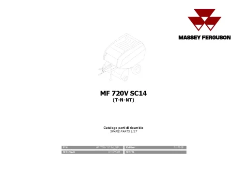 Massey Ferguson MF716V SC14 Round Balers Variable chambers 2018 Parts Manual Catalog Pdf Download