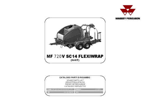 Massey Ferguson MF720V SC14 Flexiwrap Baler-wrapper Round Fixed chamber 2015 Parts Manual Catalog Pdf Download