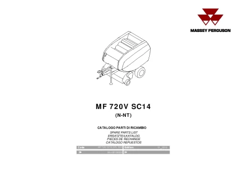 Massey Ferguson MF720V SC14 Round Balers Variable chambers 2016 Parts Manual Catalog Pdf Download
