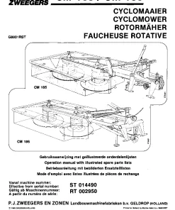 PZ Greenland CM 185 186 Mower Conditioner 1988-G8801RST Operation Maintenance and Parts Manual PDF download