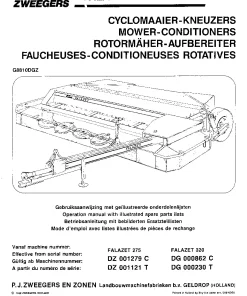 PZ Greenland FALAZET 275 320 C-T Mower Conditioner 1988 Operation Maintenance and Parts Manual PDF download