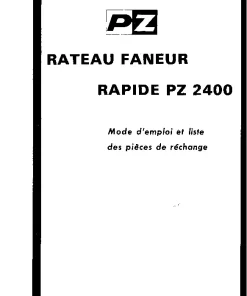 PZ Zweegers Andex PZ 2400 Quick Haymaker 1975 FR Operation Maintenance and Parts Manual PDF download