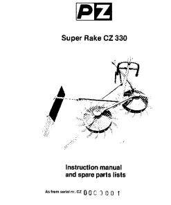 PZ Zweegers CZ 330 Super Rake 1977 Operation Maintenance and Parts Manual PDF download