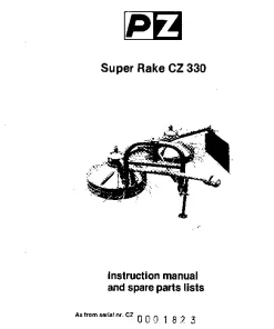 PZ Zweegers CZ 330 Super Rake 1978 Operation Maintenance and Parts Manual PDF download