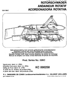 PZ Zweegers CZ 340 Rotary Rake 1991- G9110KC Operation Maintenance and Parts Manual PDF download