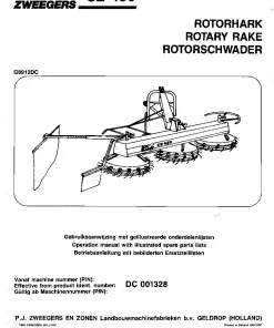 PZ Zweegers CZ 450 Rotary Rake 1989 Operation Maintenance and Parts Manual PDF download