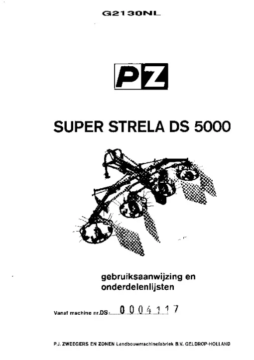 PZ Zweegers DS 5000 Super Strela 1979 G123NL Operation Maintenance and Parts Manual PDF download