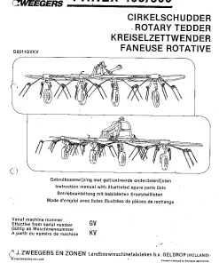 PZ Zweegers FANEX 400 500 Rotary Tedder 1985 Operation Maintenance and Parts Manual PDF download