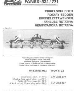 PZ Zweegers Fanex 531 771 Rotary Tedder 1993 Operation Maintenance and Parts Manual PDF download