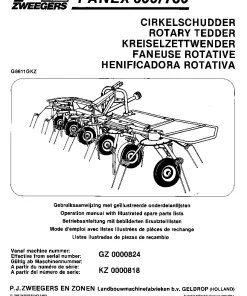 PZ Zweegers Fanex 600 730 Rotary Tedder 1986 Operation Maintenance and Parts Manual PDF download