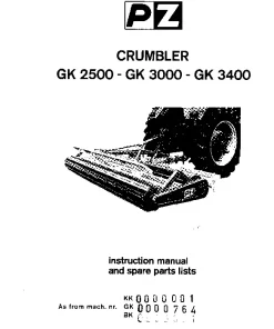 PZ Zweegers GK 2500 3000 3400 Crumbler 1977_KK0000001 Operation Maintenance and Parts Manual PDF download