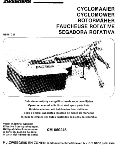 PZ Zweegers Greenland CM 135 Mower Conditioner 1985 Operation Maintenance and Parts Manual PDF download