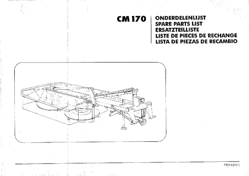 PZ Zweegers Greenland CM 170 Mower Conditioner 1992 Parts Manual Catalog PDF Download